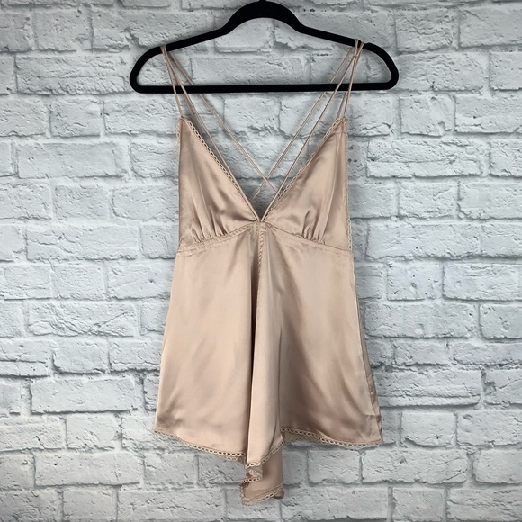 Solaris Style Taupe Satin Teddy Lingerie Romper - Picture 2 of 8
